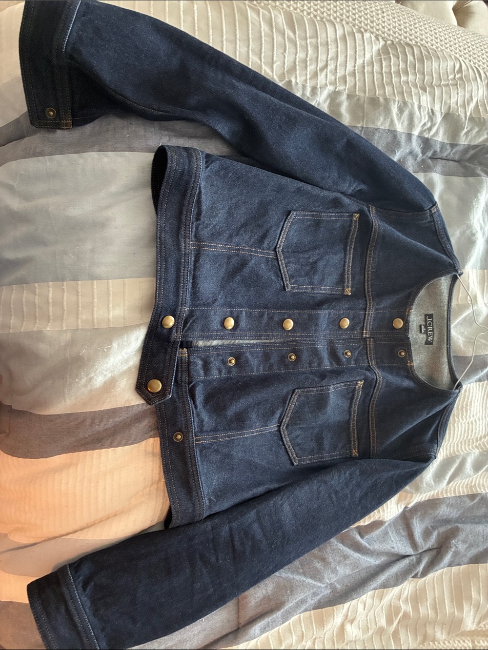 JCREW Collarless denim trucker jacket - Picture 6 of 8